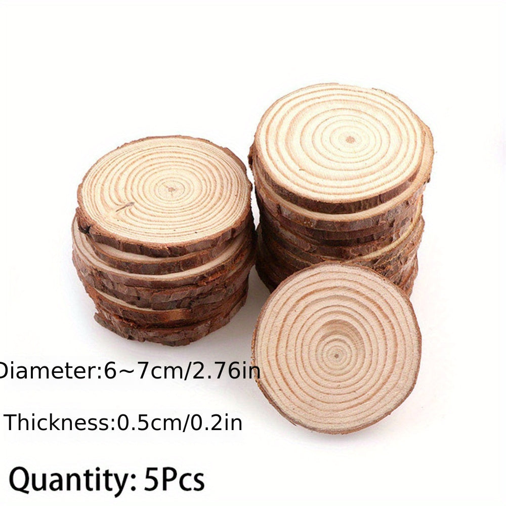 3 Thick Pine Wood Slices Circles With Tree Bark Log Discs DIY Crafts