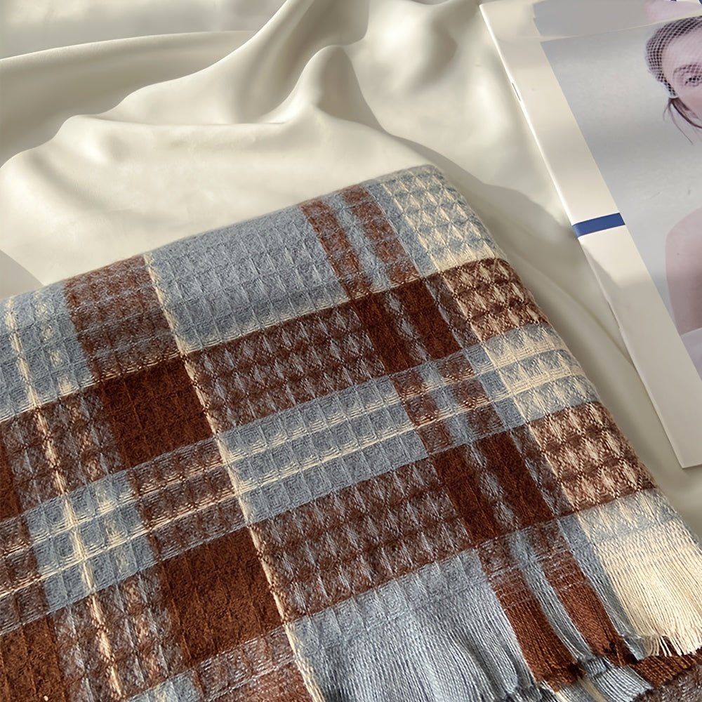 Winter Warm Plaid Scarf Classic Soft Large Blanket Scarf For Women
