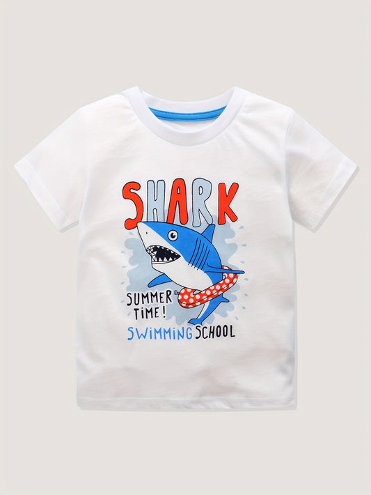 Boy's Shark Graphic Cotton T shirt 3D Print Breathable Tee For Summer