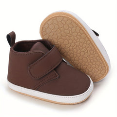 Baby Boys Solid Sneakers with Hook and Loop Fastener Lightweight Anti Slip Shoes