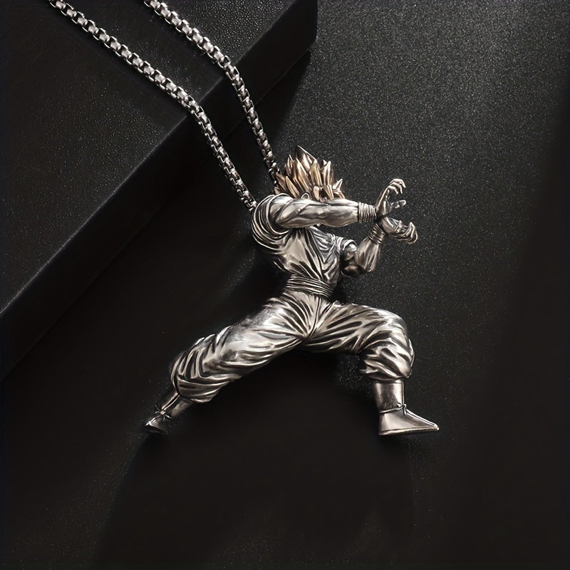 Yellow Hair Kung Fu Man Pendant Necklace For Men Kids Anime Exhibition