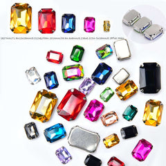 20pcs Crystal AB Glass Rhinestones Rectangle Shapes Sew On Gemstones
