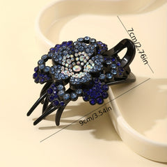 Rhinestone Flower Hair Claw Clip Sparkly Large Duck Billed Clip