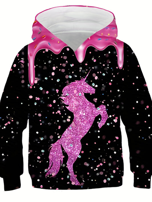 Kids Unicorn Graphic Hoodie Spring Summer Toddler Sweatshirt Casual Pullover