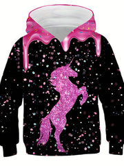 Kids Unicorn Graphic Hoodie Spring Summer Toddler Sweatshirt Casual Pullover