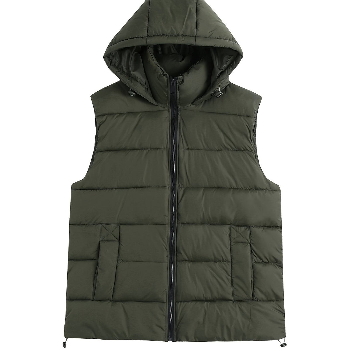 Solid Hooded Padded Vest Women's Winter Clothing