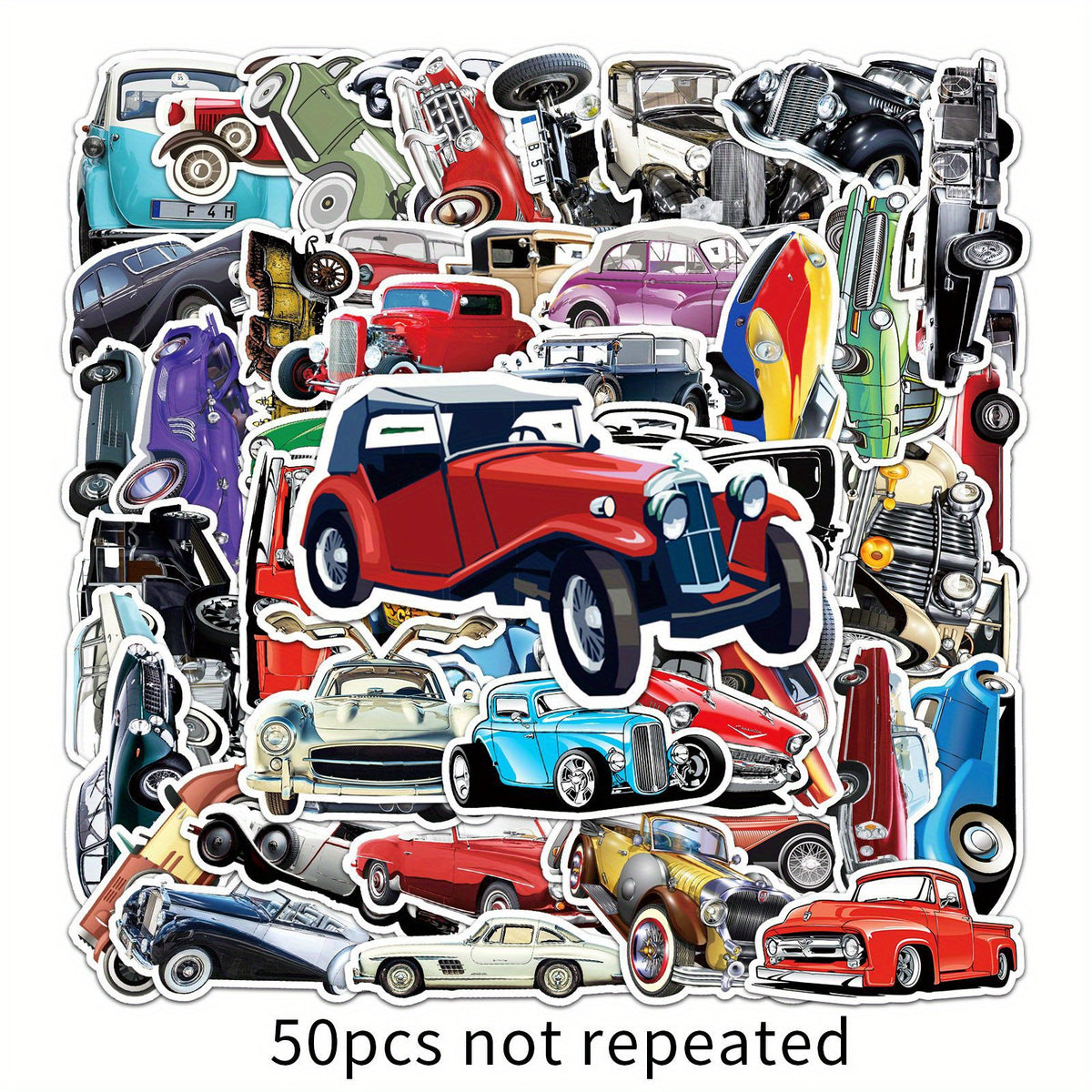 50pcs Vintage Retro Car Stickers for Notebooks Skateboards Cars & More