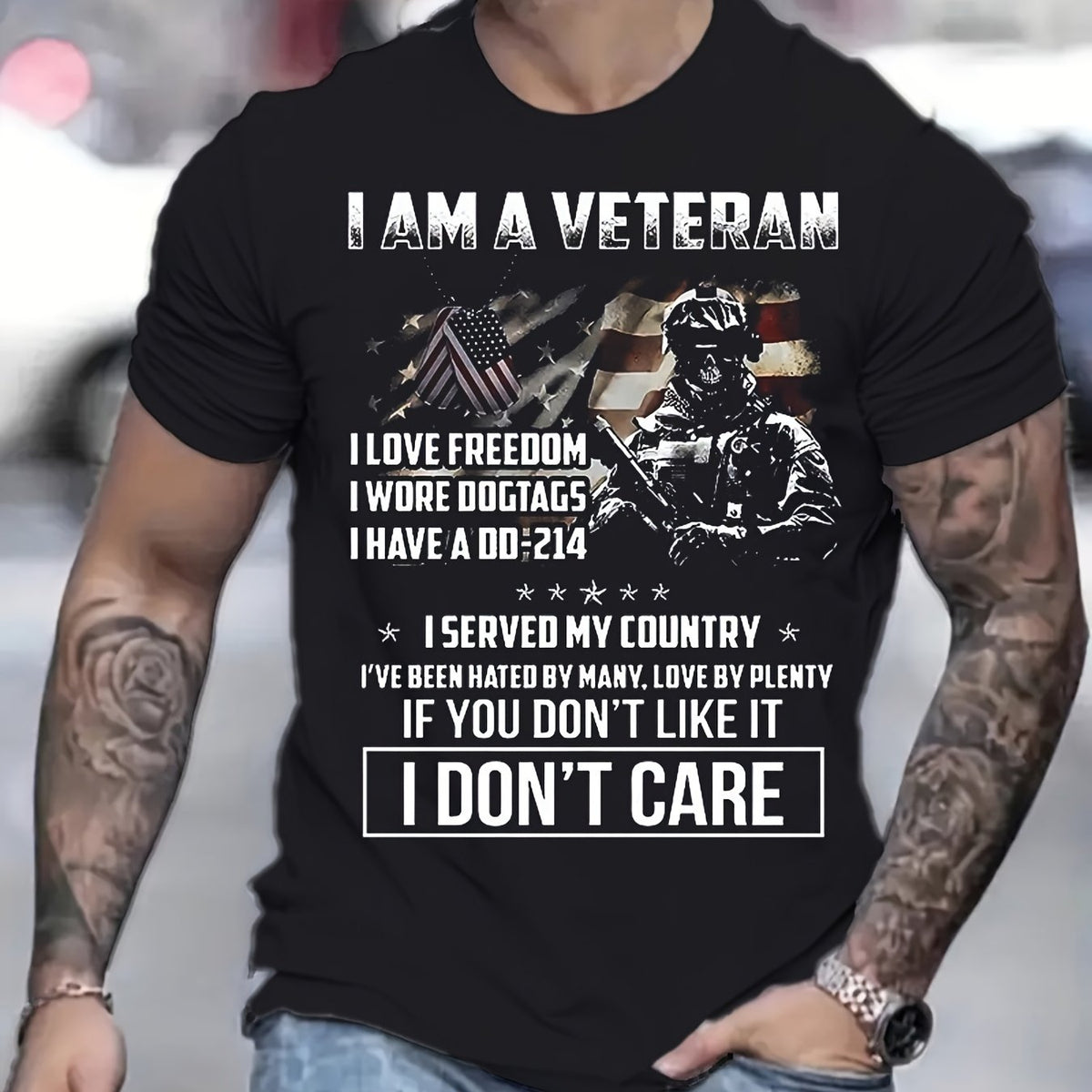 Patriotic 3D Print Men's Graphic Tee for Summer Activities