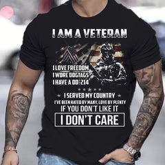 Patriotic 3D Print Men's Graphic Tee for Summer Activities