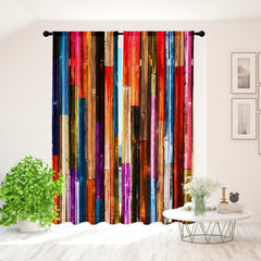 2pcs Colorful Wood Grain Art Window Curtains