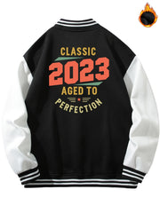 Graphic Print Men's Warm Baseball Jacket