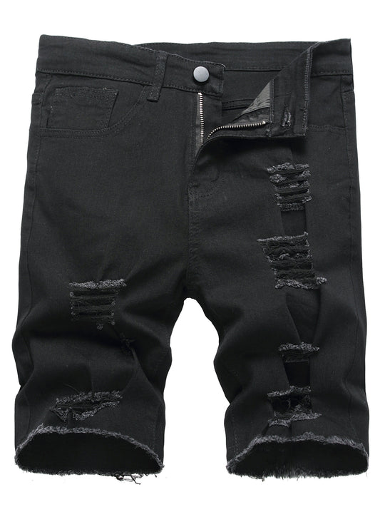 Men's Stretch Knee Long Denim Shorts