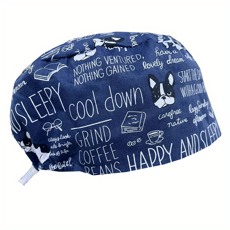 Cartoon Print Work Cap For Men & Women Adjustable Nurse Cap