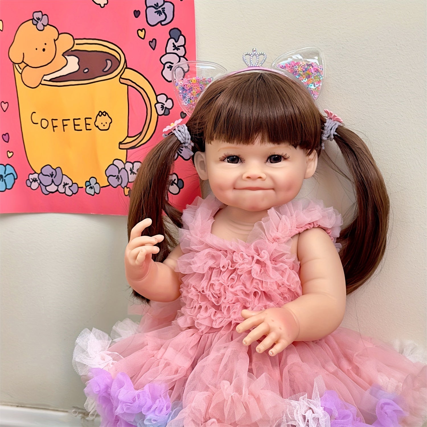 Pink Princess Reborn Doll Realistic Silicone Vinyl Flexible & Bathable