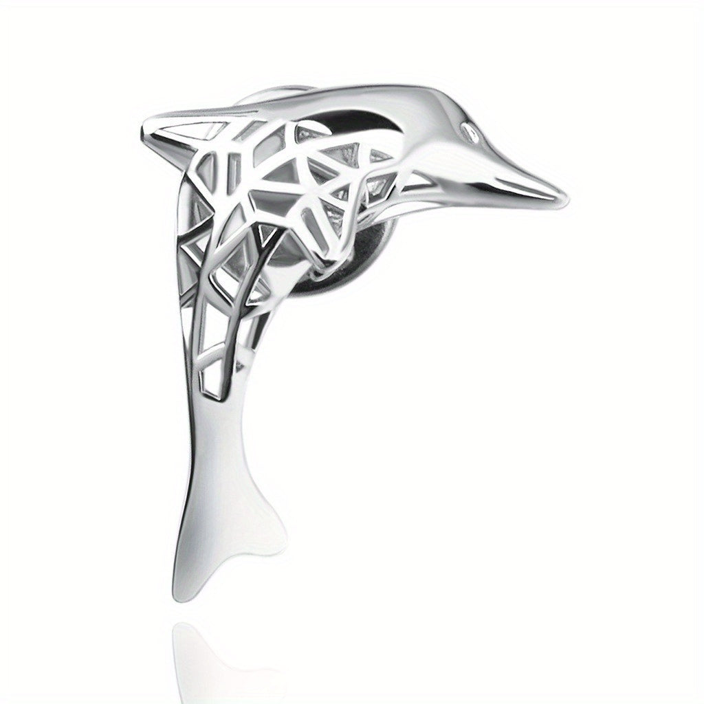 Hollow Auspicious Dolphin Brooch Jewelry Clothes Pin Suit Word Collar Pin