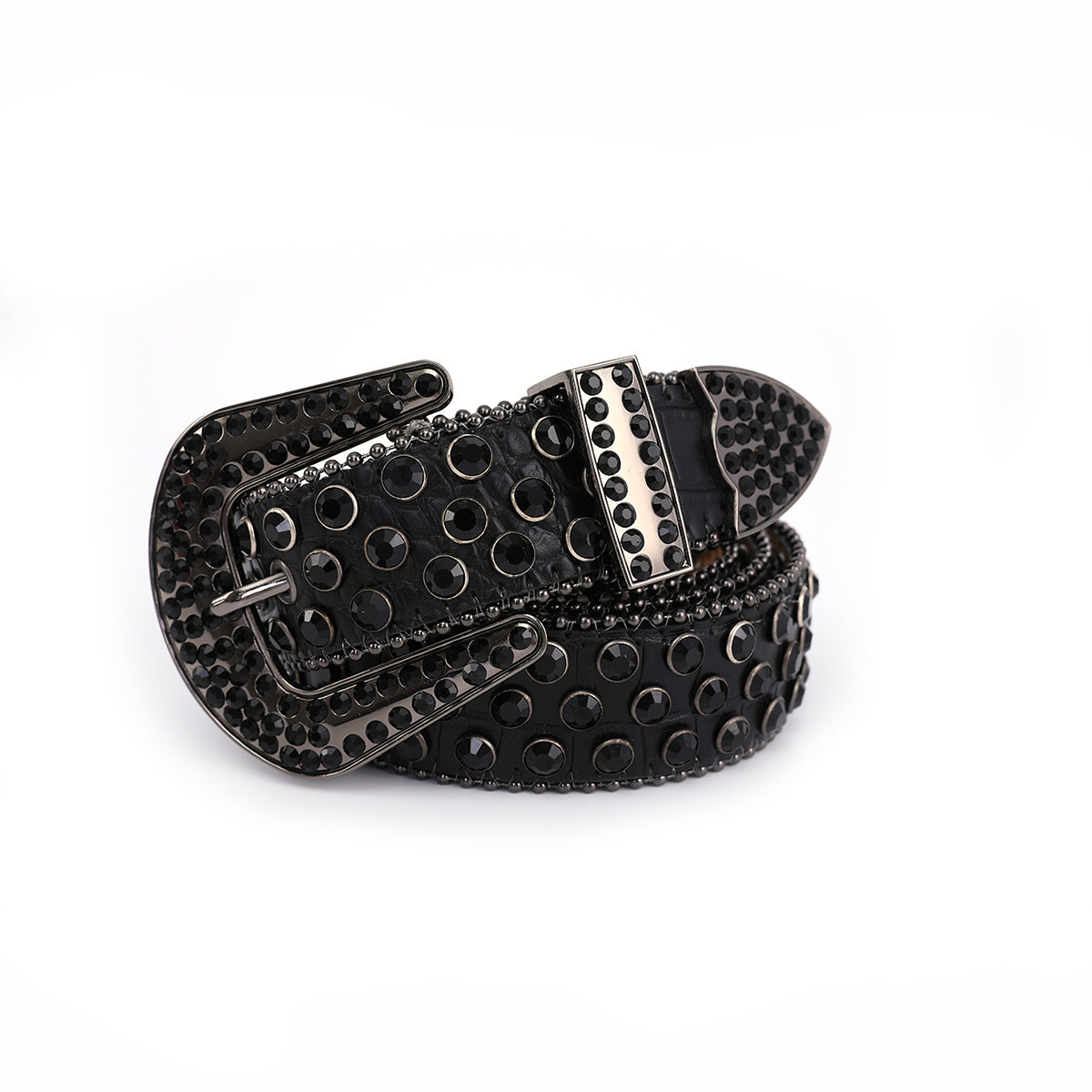 Men Women Rhinestone Belt Western Cowgirl Bling Studded Leather Belt For Jeans