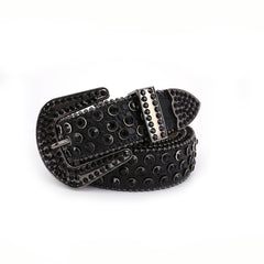 Men Women Rhinestone Belt Western Cowgirl Bling Studded Leather Belt For Jeans