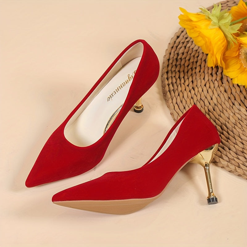 Women's Pointed Toe High Heels Micro Suede Stiletto Heels