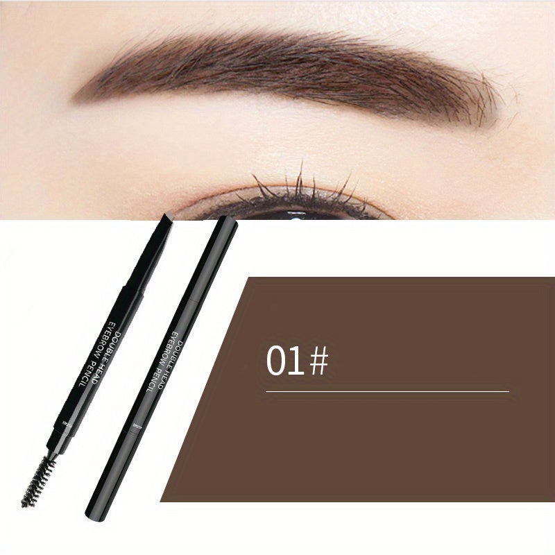 Triangle Head Eyebrow Pencil Double Ended Stick & Spiral Brush 3 Colors