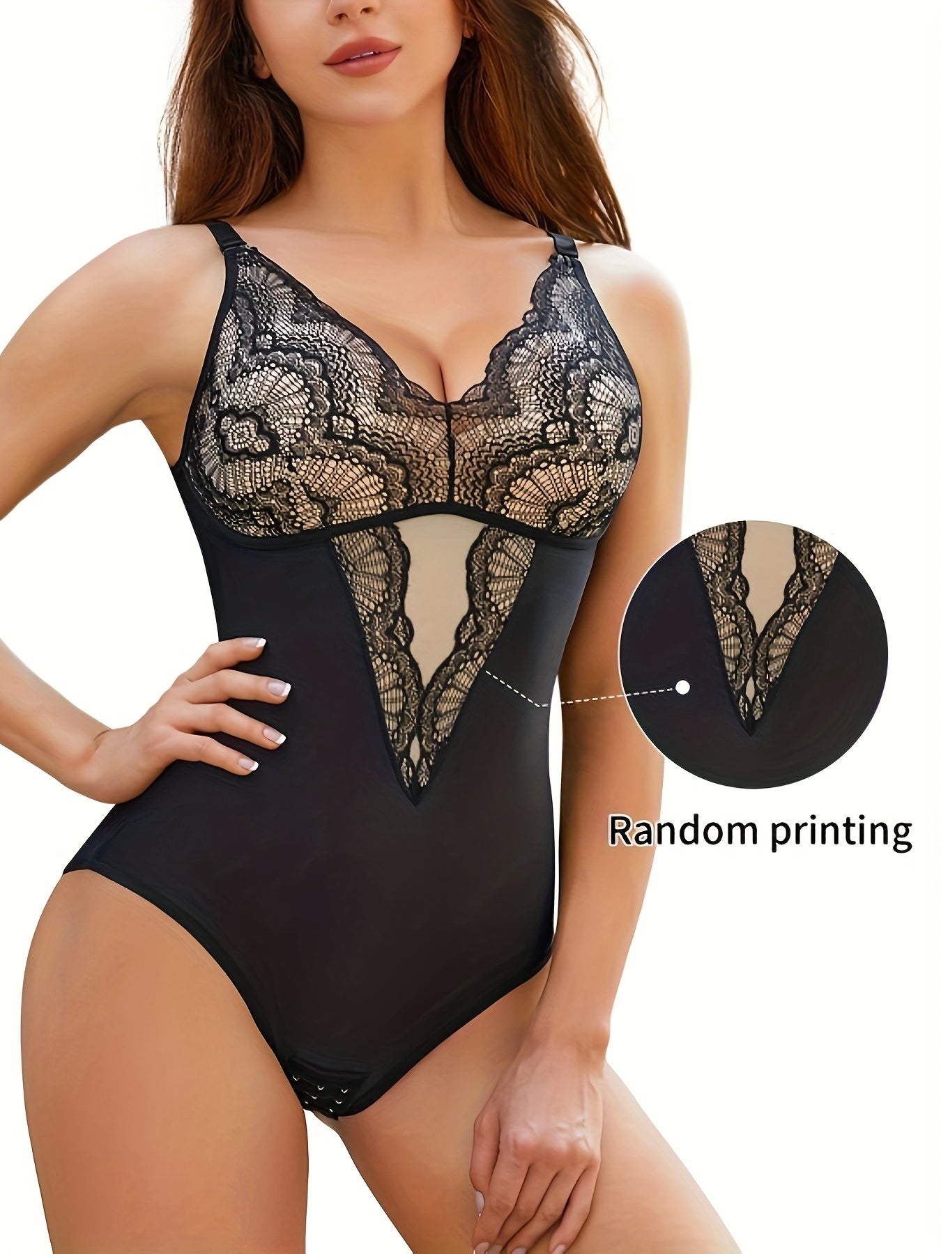 Lace Shaping Bodysuit V Neck Slimming Body Shaper Women's Underwear