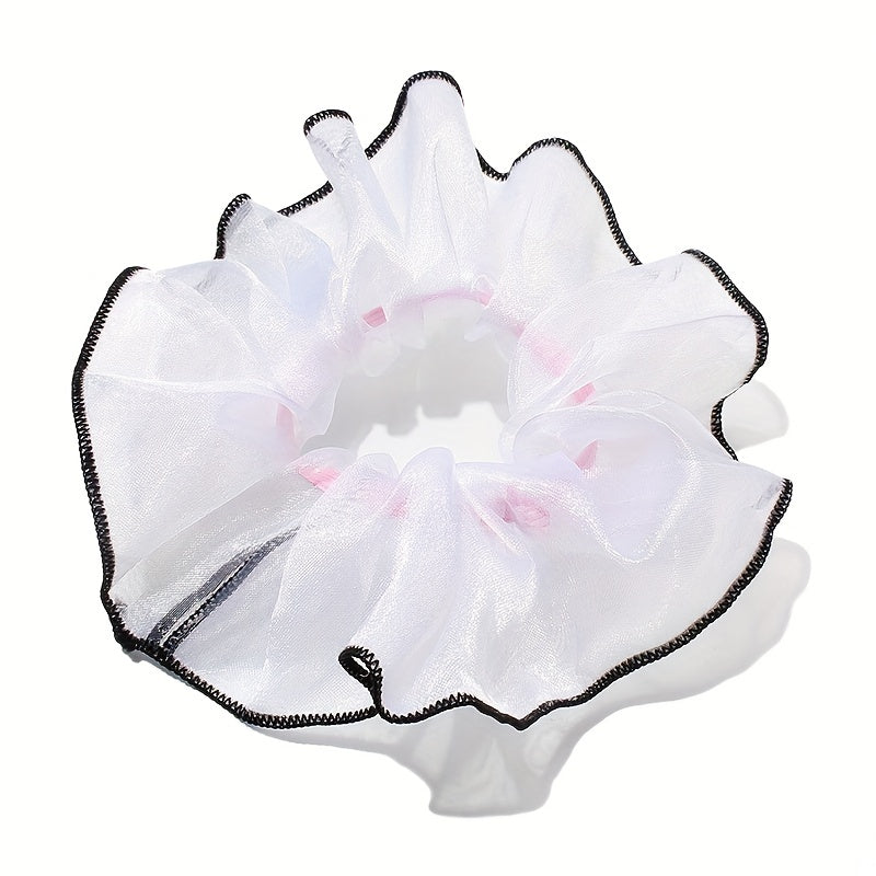 Organza Scrunchies Contrast Brim Hair Tie Sweet Hair Rope Elastic