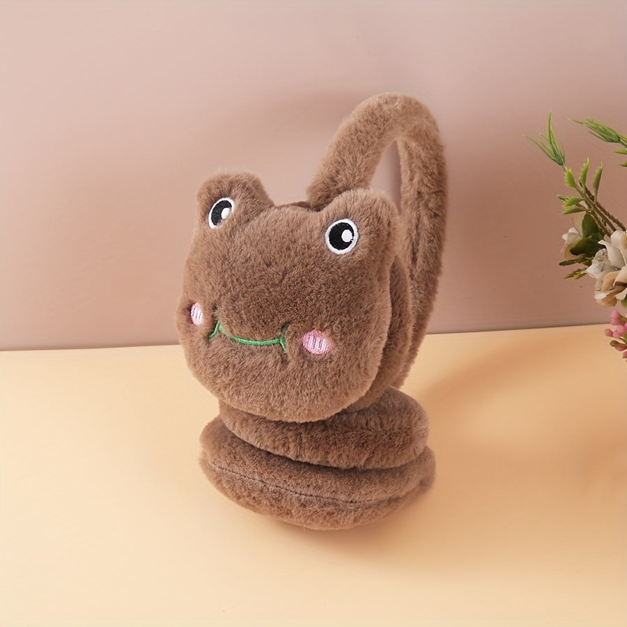 Frog Earmuffs for Winter Plush Ear Covers Knitted Hand Wash Ear Warm