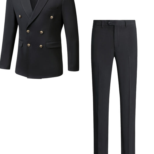 Men s Double Breasted Business Blazer Suit with Pants