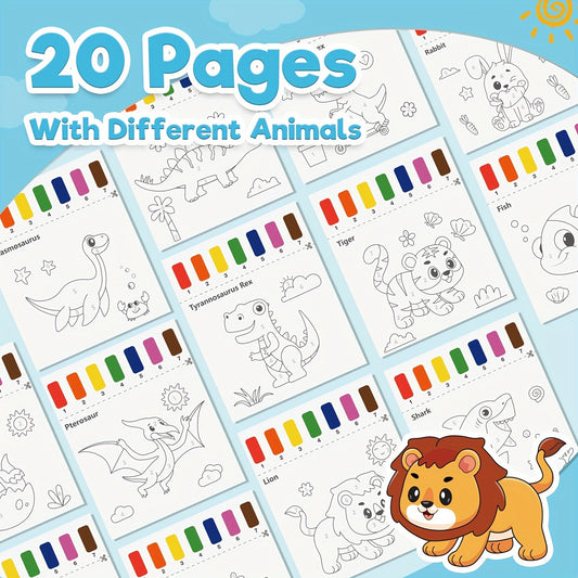 ZMLM Mess Watercolor Painting Book for Toddlers - Dinosaur & Lion Designs