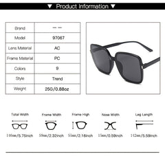 Gradient Square Sunglasses for Women, Large Frame Eyewear