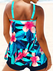  Boho Tankini Set Tropical Print Cami Top & Shorts Bathing Suit
