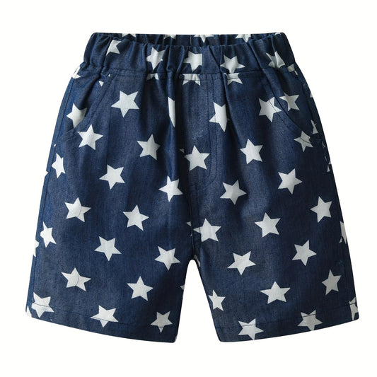 Stylish Star Boys Full Print Denim Shorts for Summer