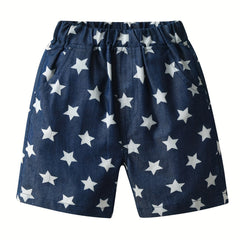 Stylish Star Boys Full Print Denim Shorts for Summer