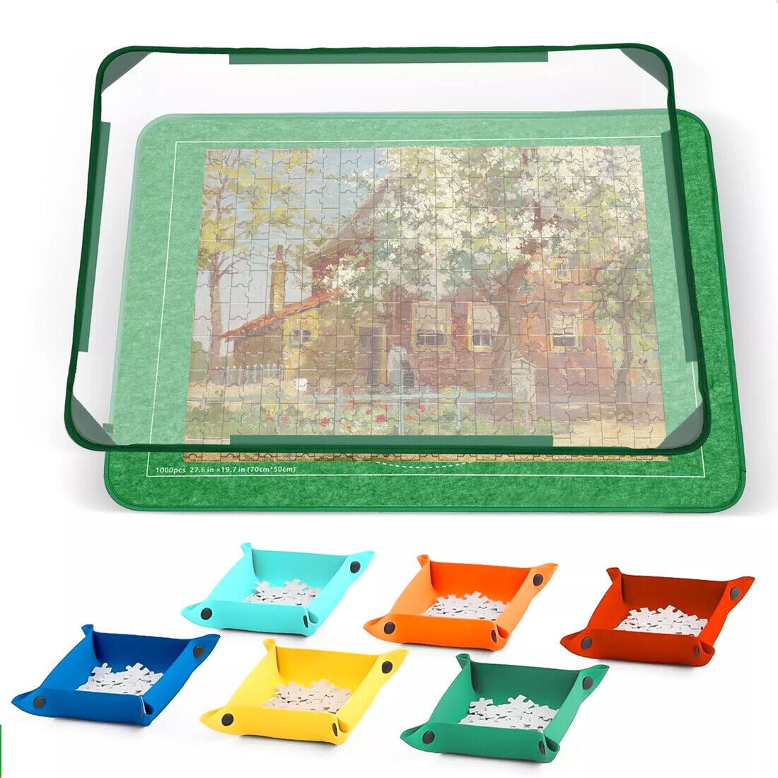 1000pcs Jigsaw Puzzle Board Storage w/ 6 Trays & Cover
