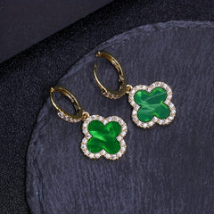 Men's Diamond Studded Earrings Clover Zircon
