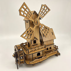 Wooden 3D Puzzle DIY Mill Cottage Model Kit Brain Teaser Puzzles