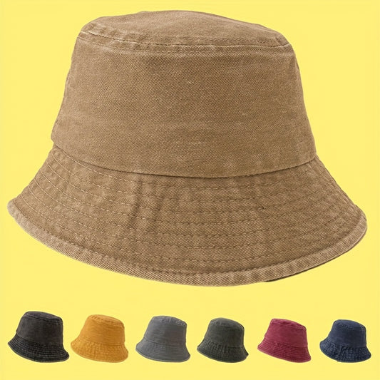 Kids Unisex Washed Fisherman Hat Sunshade Outdoor