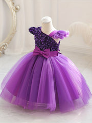 Bowknot Sequin Mesh Gown Dress for Baby Girls - Perfect for Parties