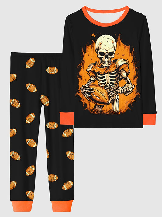 Rugby Skeleton Kid's Pajamas 2pc Set Halloween Style Comfy PJ Loungewear