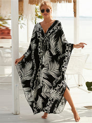  Chain Print Bat Sleeve Cover Up Dress