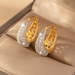 Hollow Earrings 14K Plated Zircon Sparkling Ladies Earrings