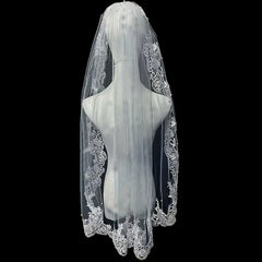 Bridal Veil Floral Embroidery Lace Trim for Weddings Brides Formal Events