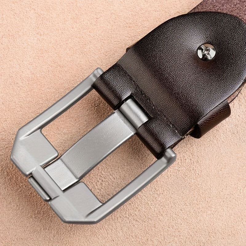 Men's Pin Buckle Belt PU Leather Casual Jeans Pants