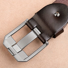 Men's Pin Buckle Belt PU Leather Casual Jeans Pants