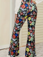 Women's Plus Floral Print High Rise Flare Leg Pants