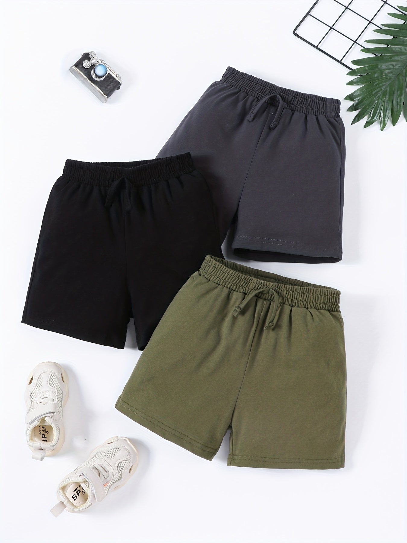 Solid Elastic Waist Shorts for Toddler Boys