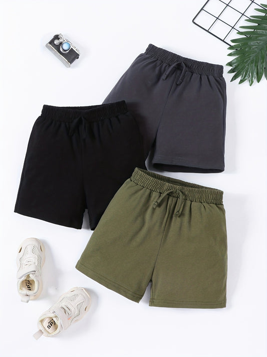 Solid Elastic Waist Shorts for Toddler Boys