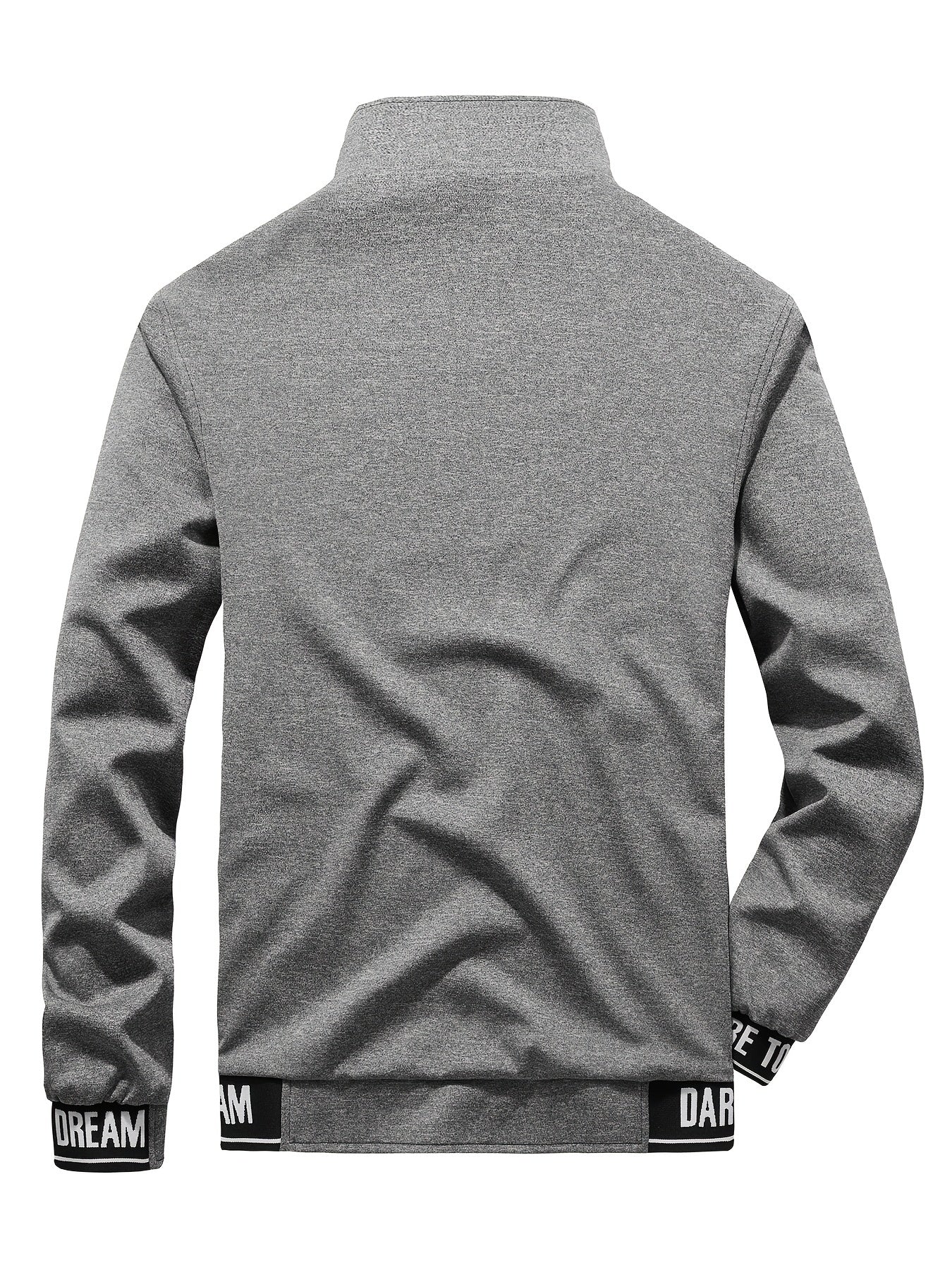 Men's Slim Fit Alphabet Print Zipper Stand Collar Jacket