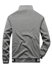 Men's Slim Fit Alphabet Print Zipper Stand Collar Jacket