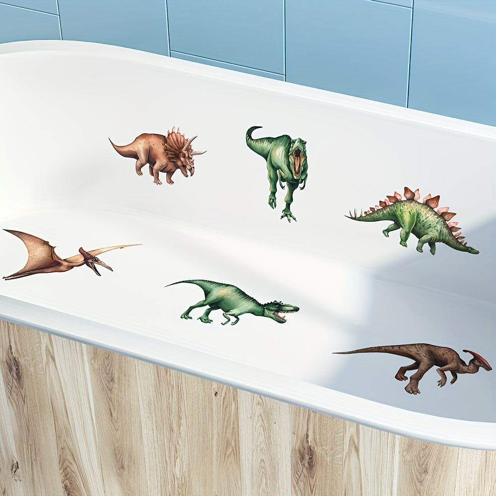 6Pcs Cartoon Dinosaur Bathtub Stickers Waterproof Frosted Stickers