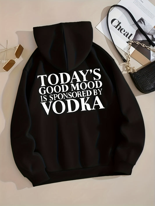 Vodka Print Zip Up Hoodie Casual Hooded Sweatshirt